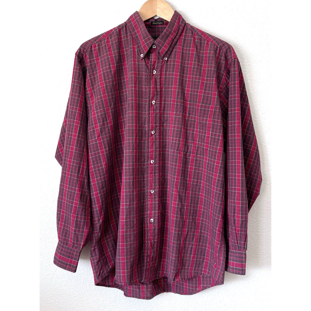 Vintage Eddie Bauer Marin Poplin Large Mens Shirt Button Long Sleeve USA Made